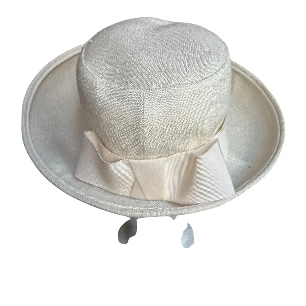 1950s‎ Union Made Linen Bucket Style w/Bow Wide Brim Hat - Picture 4 of 8